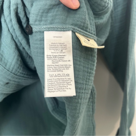 Madewell Lightspun Teal Painter Button Up Shirt - Picture 3 of 6